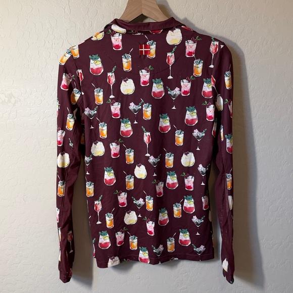 Kastel Denmark Tawny Port Cocktail Print Golf Tennis Polo Size M - Picture 6 of 7